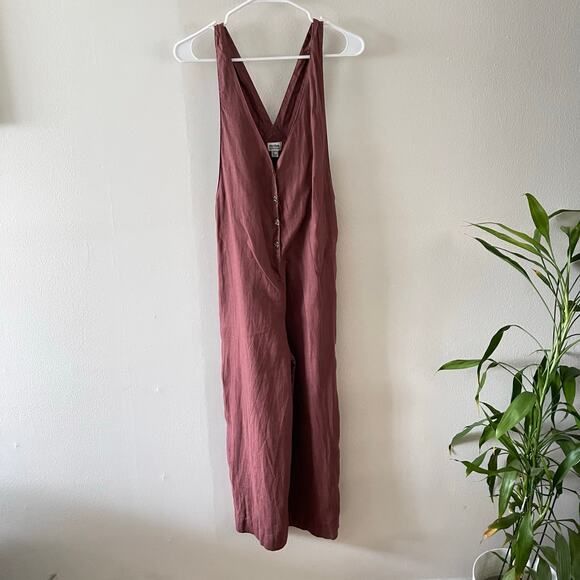 Rhythm. Amalfi Linen Jumpsuit Womens 4 Brandy Lagenlook Minimalist Boho Casual - Picture 1 of 9